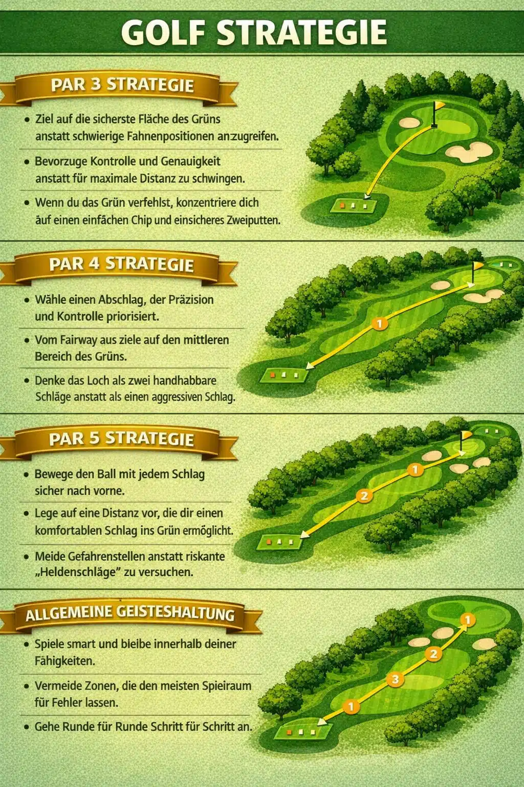 Schlau spielen statt hart schlagen , Platzstrategie für jedes Par 1 Platzstrategie für jedes Par